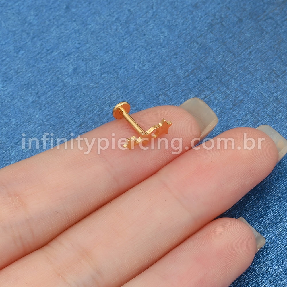 Piercing Labret Titânio Estrelas
