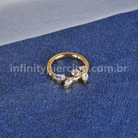 Piercing Argola Titânio Folha Zircônia Cravejada