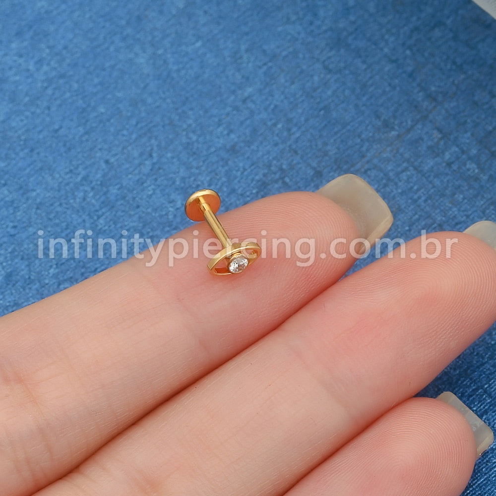 Piercing Labret Titânio Olho Zircônia