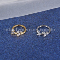 Piercing Argola Titânio Folha Zircônia Cravejada