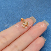 Piercing Labret Titânio Coração/Laço Zircônia