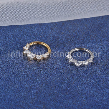 Piercing Argola Titânio Segmento Coração Em Zircônia Cravejada 1,2X8 10446