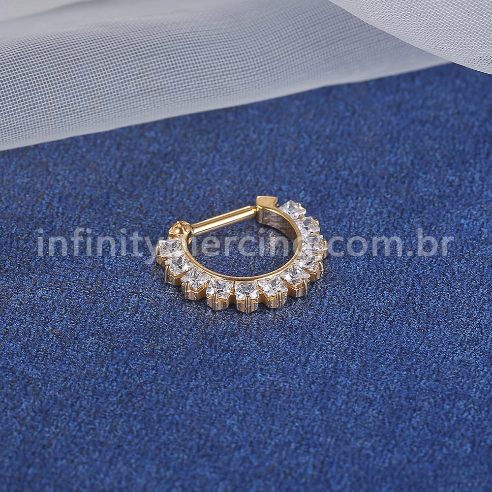 Piercing Meia Argola Titânio Com Zircônia Cravejado