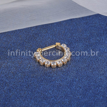 Piercing Meia Argola Titânio Com Zircônia Cravejado