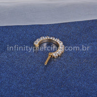 Piercing Meia Argola Titânio Com Zircônia Cravejado