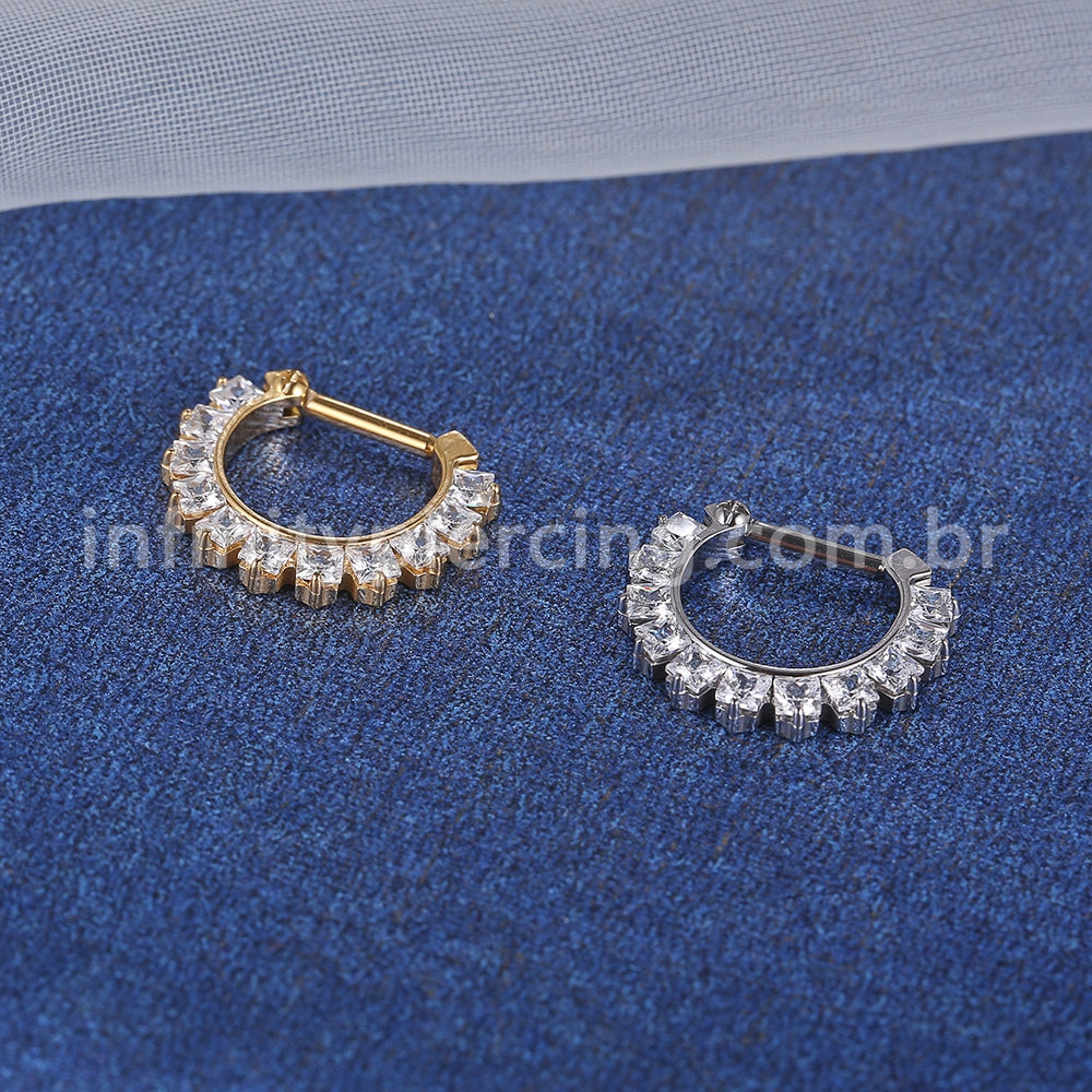 Piercing Meia Argola Titânio Com Zircônia Cravejado