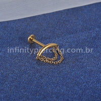 Piercing Labret Aço Cirúrgico Barra Com Correntes