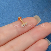 Piercing Labret Titânio 3 Zircônia Retangular