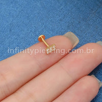 Piercing Labret Titânio Quadrado Zircônias Cravejadas
