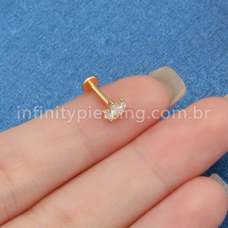 Piercing Labret Titânio Flor De Lotus 3 Zircônias