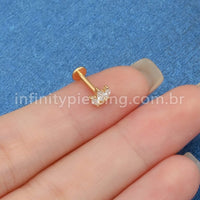 Piercing Labret Titânio Flor De Lotus 3 Zircônias
