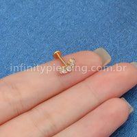 Piercing Labret Titânio Coroa Com 5 Zircônias