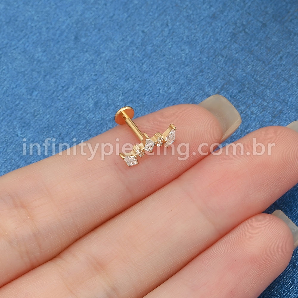 Piercing Labret Titânio Coroa Zircônia