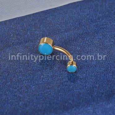 Piercing Banana Titânio 2 Pedras Opala