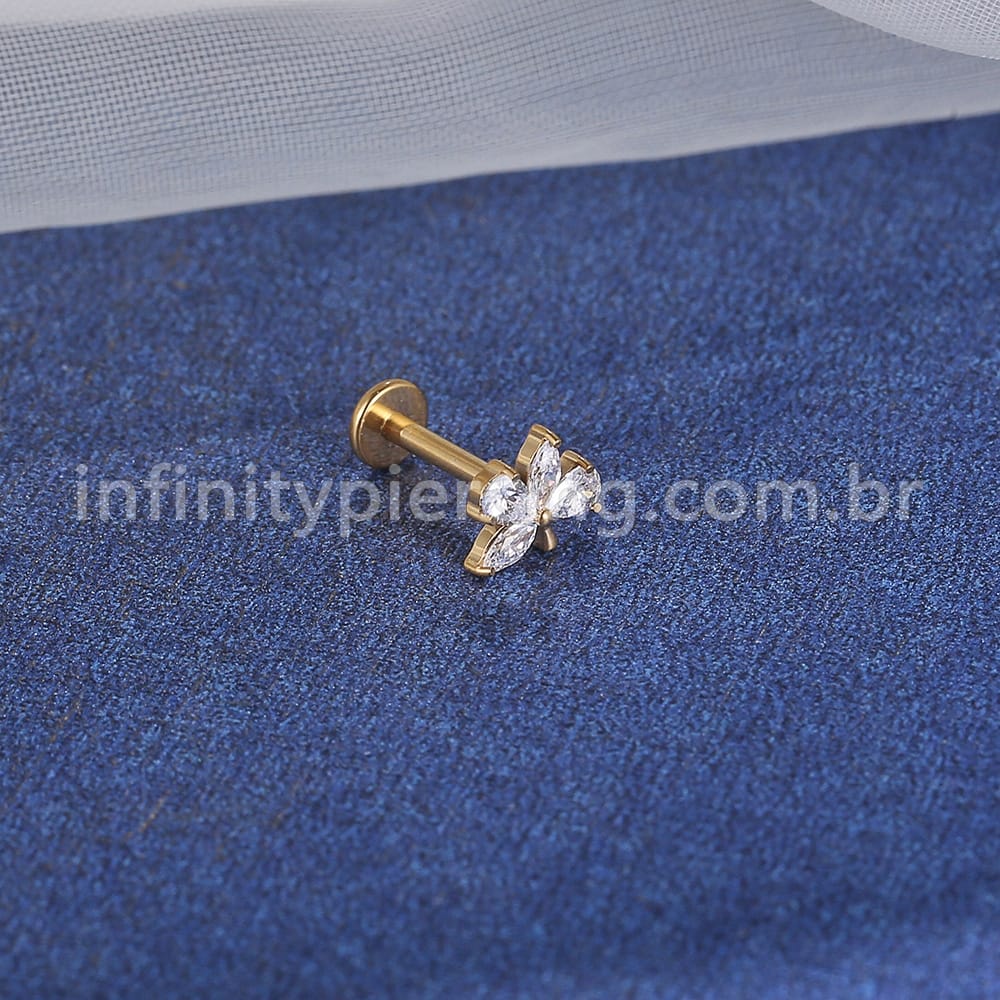 Piercing Labret Titânio Trio Zircônia