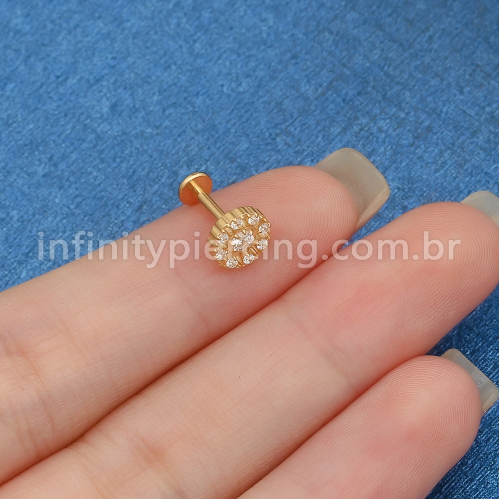 Piercing Labret Titânio Redondo Zircônia