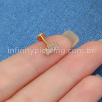 Piercing Labret Titânio Coroa Zircônia