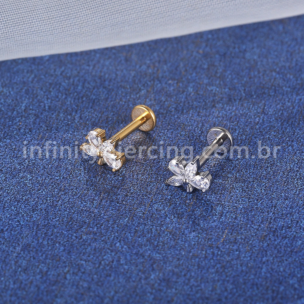 Piercing Labret Titânio Trio Zircônia