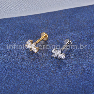 Piercing Labret Titânio Trio Zircônia
