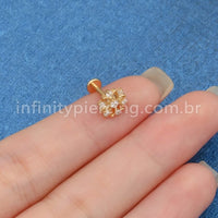 Piercing Labret Titânio Flor Vazada Com Zircônia