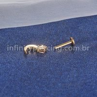 Piercing Labret Titânio Lua Com Zircônia