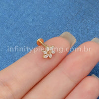 Piercing Labret Titânio Flor Com 6 Zircônias