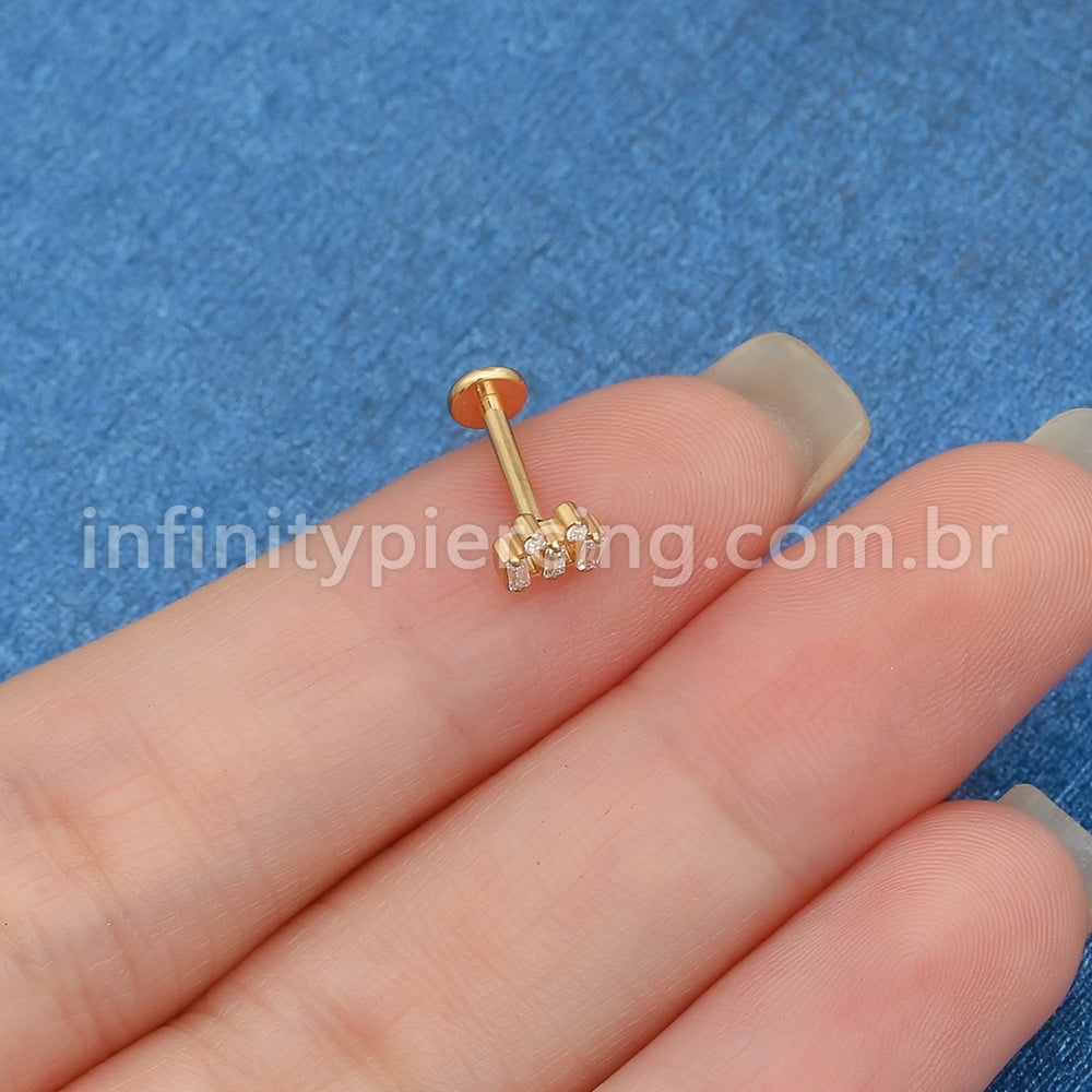 Piercing Labret Titânio 5 Mini Zircônias