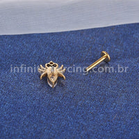 Piercing Labret Titânio Aranha Com Zircônia Cravejada