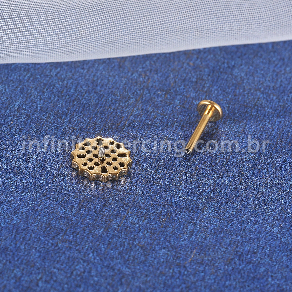 Piercing Labret Titânio Redondo Com Zircônia