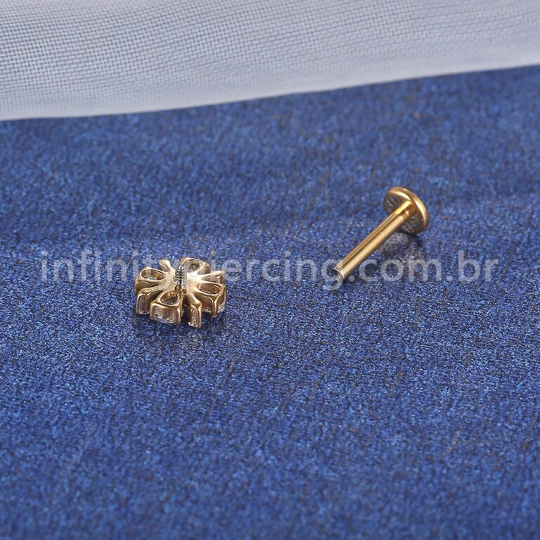 Piercing Labret Titânio Flor Zircônia