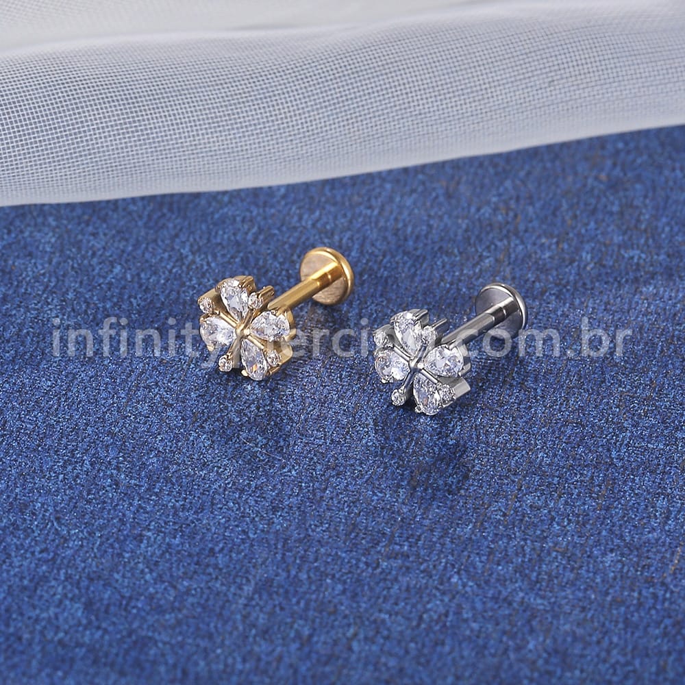 Piercing Labret Titânio Flor Zircônia