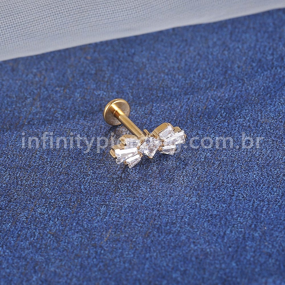 Piercing Labret Titânio Laço Com 7 Zircônia