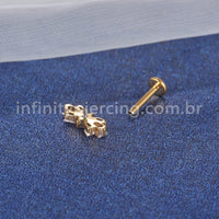 Piercing Labret Titânio Laço Com 7 Zircônia