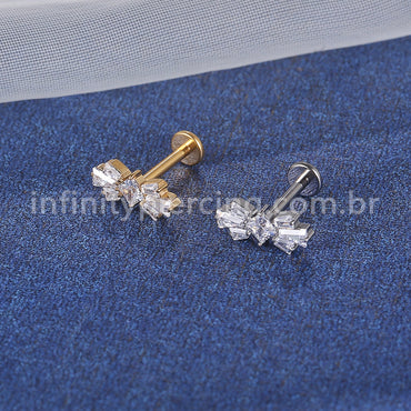 Piercing Labret Titânio Laço Com 7 Zircônia