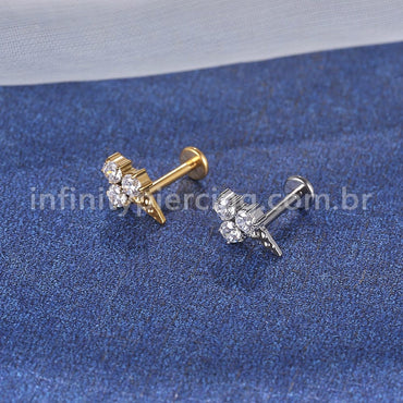 Piercing Labret Titânio Sorvete Com Zircônia