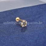 Piercing Labret Titânio Estrela Vazada Com Zircônia
