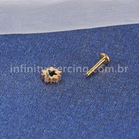 Piercing Labret Titânio Estrela Vazada Com Zircônia