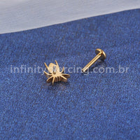 Piercing Labret Titânio Aranha Com Zircônia Cravejada