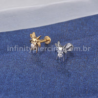 Piercing Labret Titânio Aranha Com Zircônia Cravejada