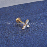 Piercing Labret Titânio Flor Quatro Pétalas