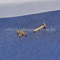 Piercing Labret Titânio Flor Quatro Pétalas