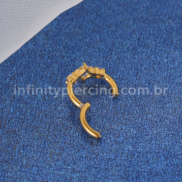 Piercing Argola Titânio  LOSANGO/REDONDO ZIRCÔNIAS CRAVEJADAS