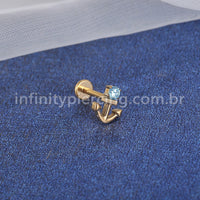 Piercing Labret Titânio Ancora Com Zircônia