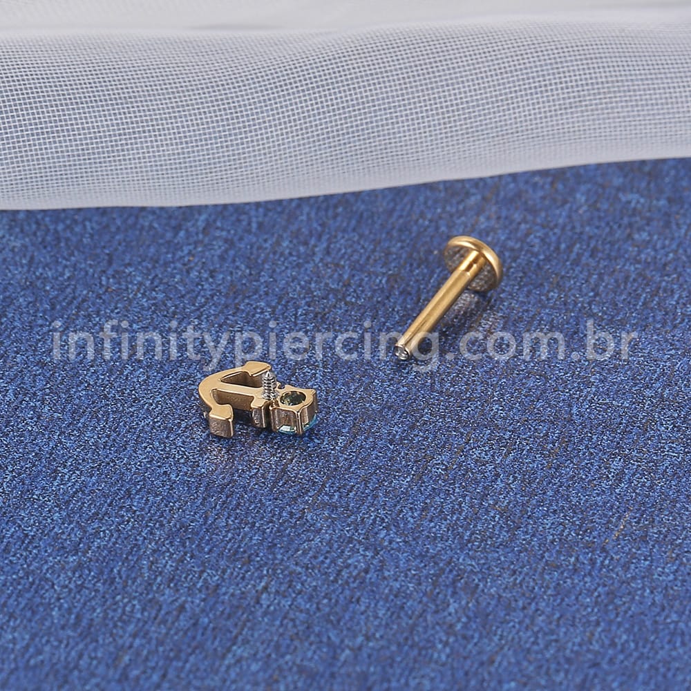 Piercing Labret Titânio Ancora Com Zircônia