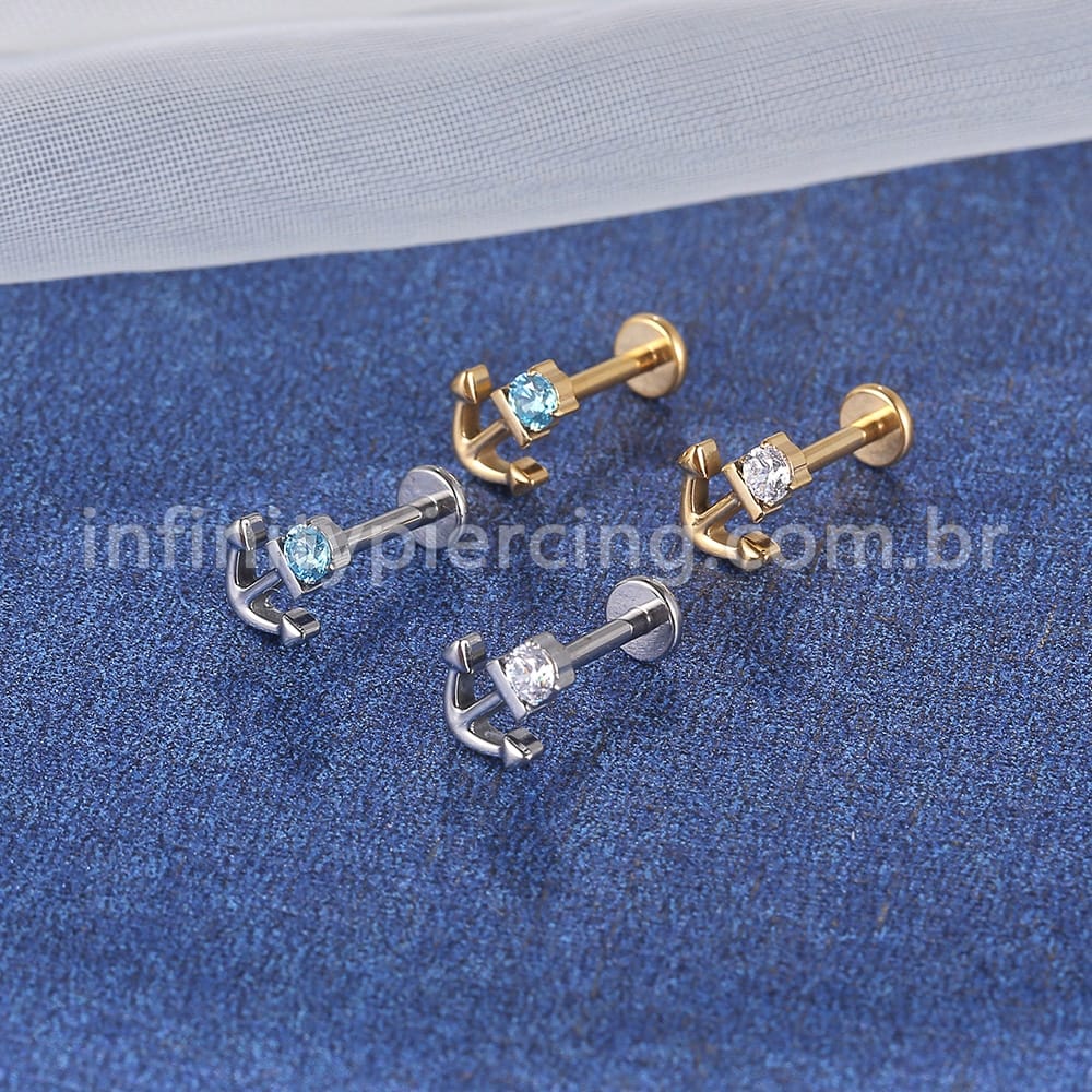 Piercing Labret Titânio Ancora Com Zircônia