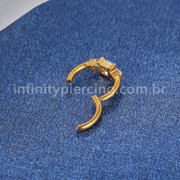 Piercing Argola Titânio Segmento Articulado Quadrado/Redondo Zircônias Cravejadas