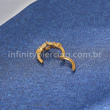 Piercing Argola Titânio Segmento Articulado Redondo Zircônias Cravejadas