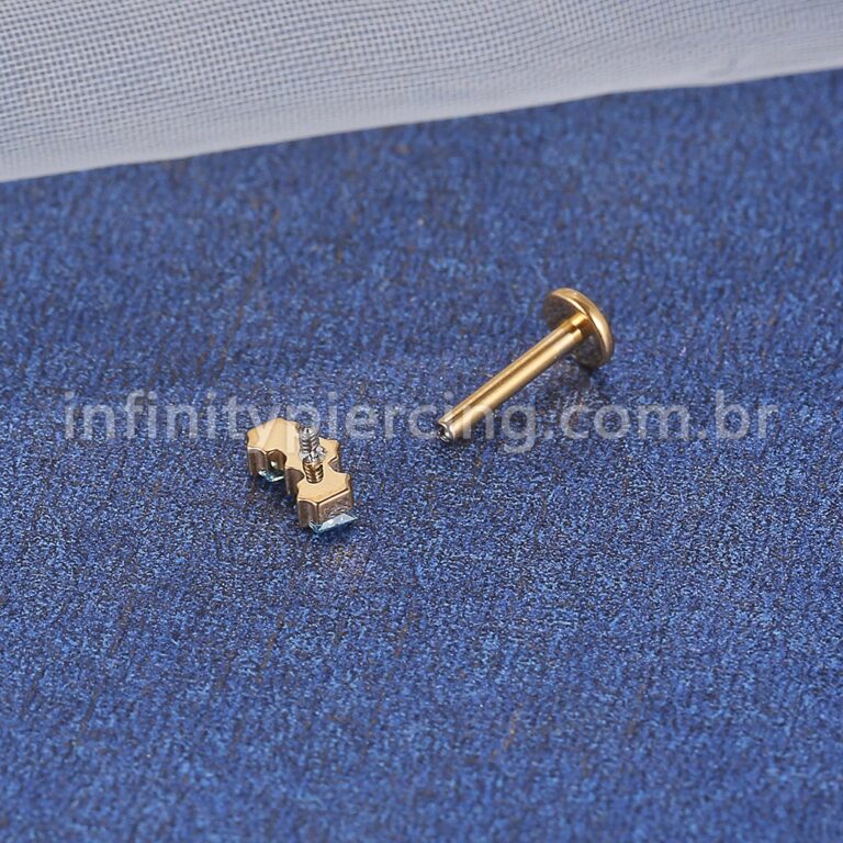 Piercing Labret Titânio Trio Zircônia
