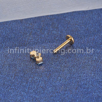 Piercing Labret Titânio Trio Zircônia