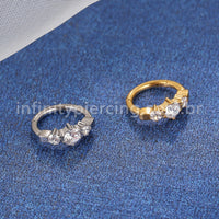 Piercing Argola Titânio Segmento Articulado Redondo Zircônias Cravejadas